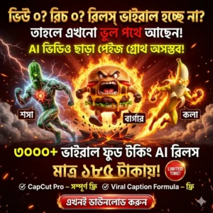 AI ফুড রিলস দিয়ে ক্যামেরা ছাড়াই ফেসবুক ইনকাম শুরু করুন—৩০০০+ ভাইরাল ভিডিও একসাথে!